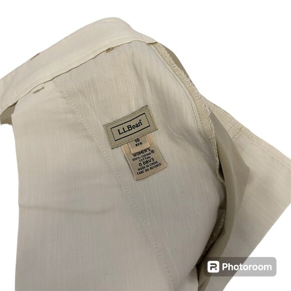 L.L Bean 100% Supima Cotton Chino Straight Leg Pant Women's Reg 10 Khaki - Picture 7 of 8